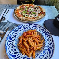 Vegan penne al arrabiata at Casa Il Borgo in Rhodes