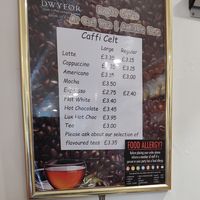 Plant milk options at Caffi Celt in Llanfairpwllgwyngyll