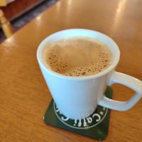 Oat milk latte at Caffi Celt in Llanfairpwllgwyngyll