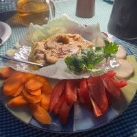 Bean hummus with local vegetables at Azores Essentials Lda at Chalet da Tia Mercês in Sao Miguel