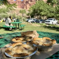 Front two pies are vegan   at Gifford House & Museum Store in Torrey