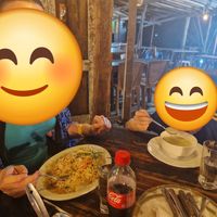 Vegetable Noodles and potato and leek soup at Ahinsa Restaurant in Sigiriya