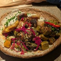 Miso bowl with tofu and truffle potatoes at Honest Greens in Valencia