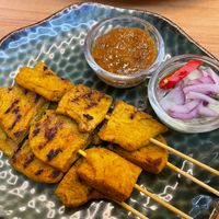 Satay vegan meat at Begin Vegan Food in Chiang Mai