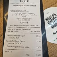 bill at Begin Vegan Food in Chiang Mai