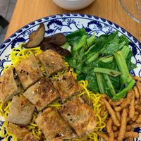 บะหมี่เป็ดเจ, Vegan Duck Noodles (“dry” version), from the River to the Sea, Palestine should be, must be, will be FREE ! 🇵🇸🗝️🗝️🗝️ at Begin Vegan Food in Chiang Mai