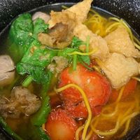 🇵🇸🇹🇭👩🏽‍🍼บะหมี่หมูแดงทรงเครื่องเจ, Vegan Char Siu Noodles🇵🇸🌏⚖️, accompanied by Vegan Mushroom Bal at Begin Vegan Food in Chiang Mai