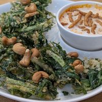 Crispy morning glory (really good) at Begin Vegan Food in Chiang Mai