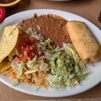 2 item combo--jackfruit taco and impossible chimichanga at El Cazador in Oak Harbor