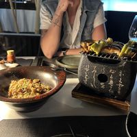 Rice bowl and skewers  at Shibumi Sushi Lab in Lanzarote