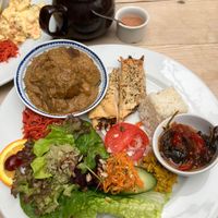 Thai tapas special with the house salad  at Amandines in Diss