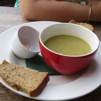 Split pea and Apple soup at Amandines in Diss
