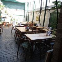 Outside dining area at Amandines in Diss