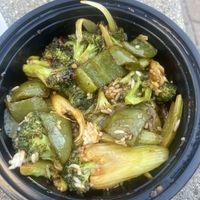 Maybe like 8-10 pieces of tofu in the whole meal. The rest (pictured) was just soggy veggies. I wanted tofuuu  at Campus Wok in Kalamazoo