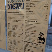 menu at Güstavo Gemüse Vebab in Lyon