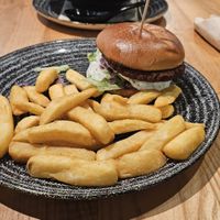 Plant Based Burger and Fries at STN - The Windmill in Stansted