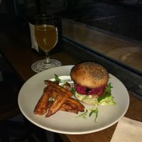 beetroot and chickpea burger with wasabi mayo at Ale and Hop in Barcelona