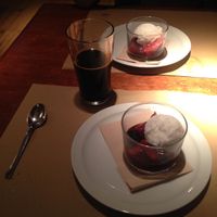 sautéed berries with coconut sorbet at Ale and Hop in Barcelona