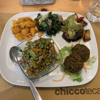 Piatto misto (mixed platter with farro, seitan balls and three veggies  at Chiccoteca in Pesaro