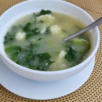 Delicious vegetable soup at Portofino's in Puerto Villamil