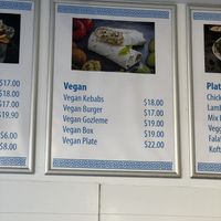 Vegan Menu…other options availablee  at Cosmos Souvlaki Bar in Highgate
