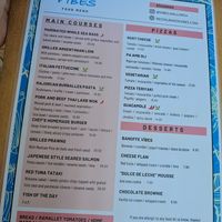 The menu at VIBES by Quince in Mallorca