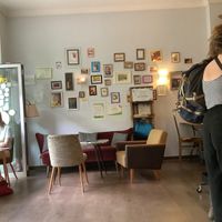 Cafe area at No Milk Today in Berlin