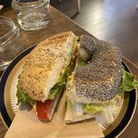  Chicken sundried tomato bagel  at No Milk Today in Berlin