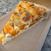 Walnut and veg (might be bell pepper?) quiche   at No Milk Today in Berlin