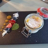 Kokos-Panna Cotta at Caesar's Restaurant & Lounge in Brissago