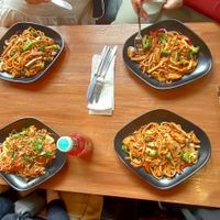 Udon noodles and spicy noodles (bottom left) at Sen Chay in Helsinki