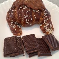 80% chocolate bar & chocolate medialuna at Craft Vegan Bakery - Recoleta in Buenos Aires