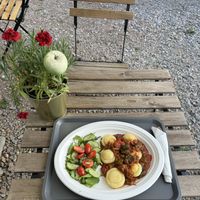 Silesian dumplings with ratatouille and soul  at WegeMonia in Krakow