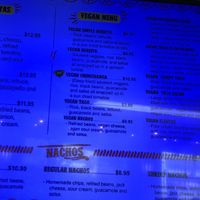 The Vegan menu at Habanero's Bar and Grill in Scotts Valley