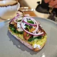 Mushroom with extra avocado toast at Vrasserie in Porto