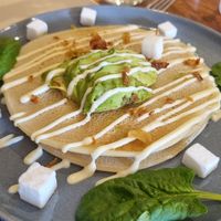 Pancakes with extra avocado & feta at Vrasserie in Porto