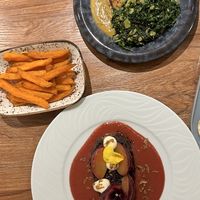 Eggplant miso + tofu mango caldo verde   at Vrasserie in Porto