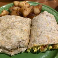 Scrambled tofu burrito   at Fig Tree Cafe in Barnstable