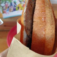 Vegan Banh Mi with mock meat (15k). at Bánh Mì Chay Huynh Đệ  in Hoi An