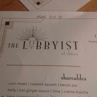Vegan menu date. at The Lobbyist in Memphis