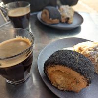 Tebirkes and almond croissants, nice coffee too! at Thunberg's Kreative Hjørne in Copenhagen