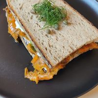 "Salmon" sandwich with cream at Prince Peach in Berlin