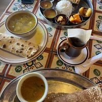 Dal and roti, thali platter, masala dosa platter   at Annapurna's World Vegetarian Cafe in Santa Fe