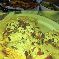 vegan pizza, Fries,  at Annapurna's World Vegetarian Cafe in Santa Fe