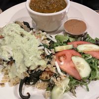 Green plate  at Annapurna's World Vegetarian Cafe in Santa Fe