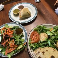 hummus app and samosa at Annapurna's World Vegetarian Cafe in Santa Fe