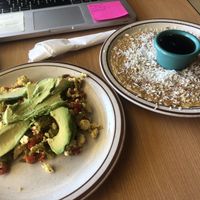 Tofu scramble and pancake at Annapurna's World Vegetarian Cafe in Santa Fe