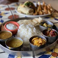 Savory sampler at Annapurna's World Vegetarian Cafe in Santa Fe