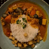 Veggie curry with basmati rice at Caspar's in Basel