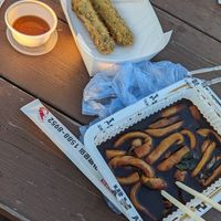 black bean tteobokki & kimmari at Sucheol's Deep Fried Jumbo Shrimps in Incheon